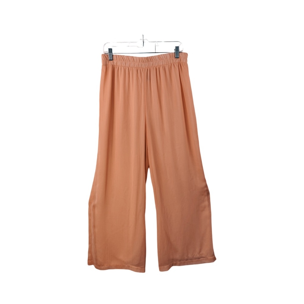 Womens Blue Bell High Waist Wide Leg Chiffon Pull On Pants Size 1X Peach